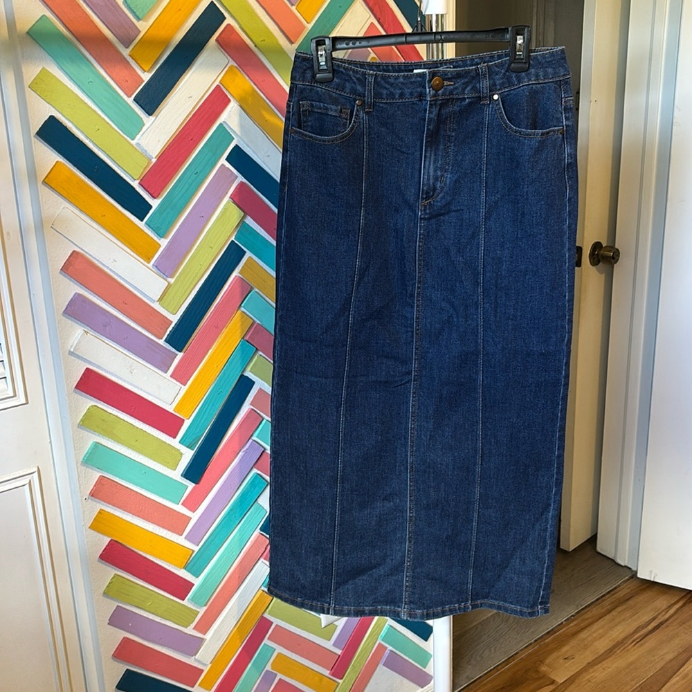 Long denim skirt